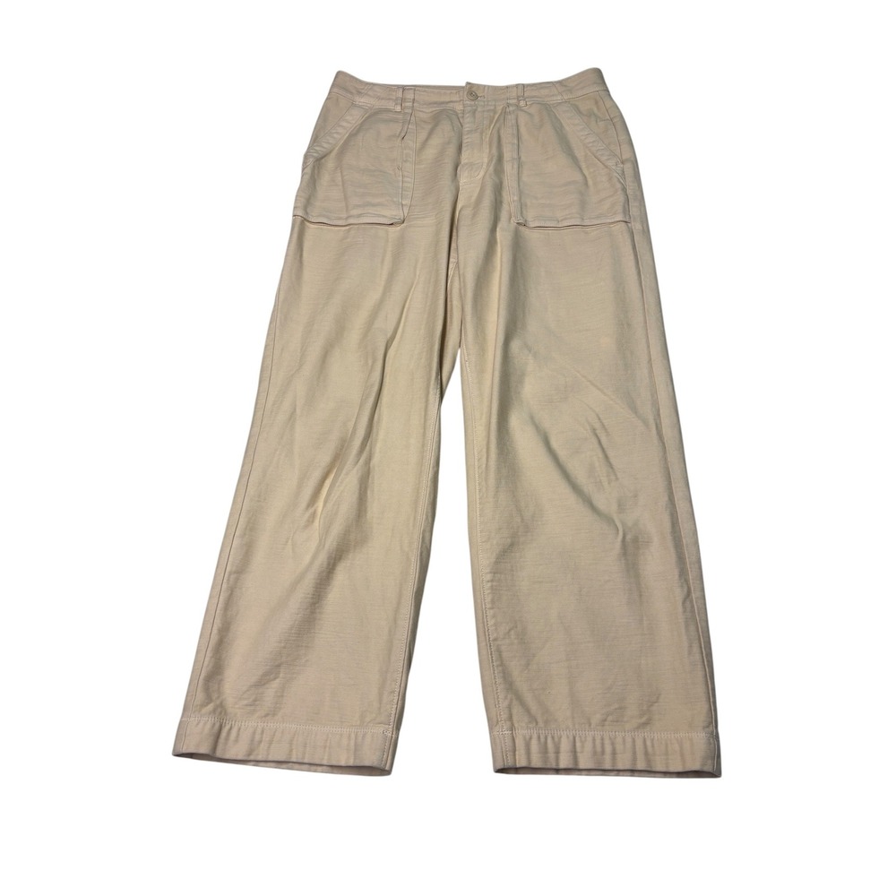 J.Crew CC462 Womens Wide Leg Utility Pants Tan Beige 100% Cotton Size 8 W33 L26
